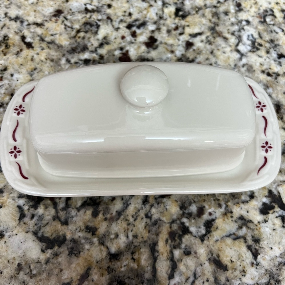 Longaberger Red Woven Traditions Butter Dish